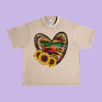 Western Sunflowers Heart Urban Heavy Tee Designed By Ranaportraitstore