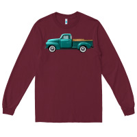 Burgundy western truck left side view Long Sleeve Tee - FaDigitalArtStudio