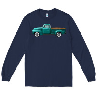 Navy western truck left side view Long Sleeve Tee - FaDigitalArtStudio