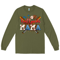 Army Green ballpark mama Long Sleeve Tee - AdoDesignShop