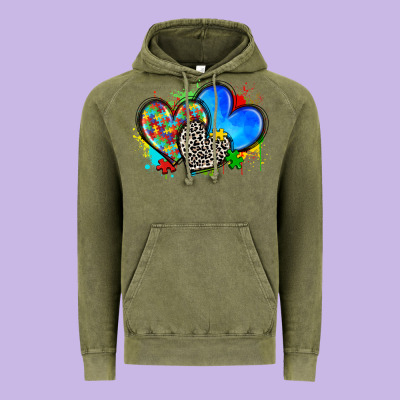 Autism Hearts Vintage Hoodie Designed By Zillion Design Studio
