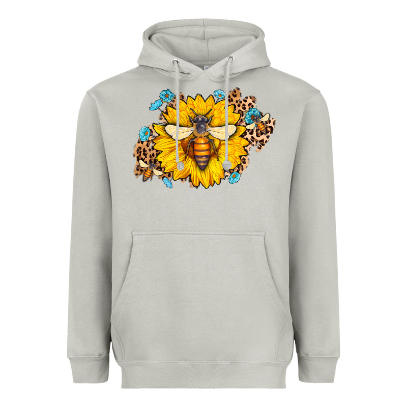 Bee Sunflower Leopard Heavyweight Hoodie by Jasminsmagicworld | Teevron