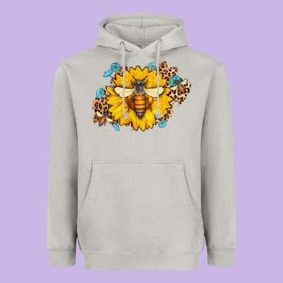 Bee Sunflower Leopard Heavyweight Hoodie Designed By Jasminsmagicworld