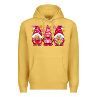 Antique Gold Pink Christmas gnomes Premium Hoodie - NancyCooperArtShop