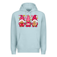 Blue Mist Pink Christmas gnomes Premium Hoodie - NancyCooperArtShop