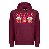 Burgundy Pink Christmas gnomes Premium Hoodie - NancyCooperArtShop