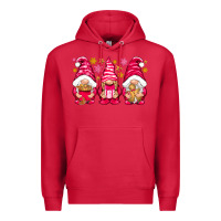 Cardinal Pink Christmas gnomes Premium Hoodie - NancyCooperArtShop