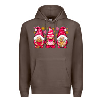 Coffee Pink Christmas gnomes Premium Hoodie - NancyCooperArtShop