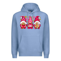 Colony Blue Pink Christmas gnomes Premium Hoodie - NancyCooperArtShop