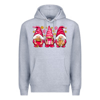 Heather Grey Pink Christmas gnomes Premium Hoodie - NancyCooperArtShop