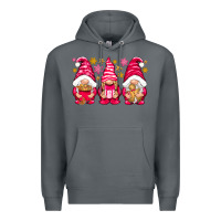 Rock Pink Christmas gnomes Premium Hoodie - NancyCooperArtShop