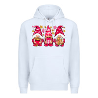 White Pink Christmas gnomes Premium Hoodie - NancyCooperArtShop