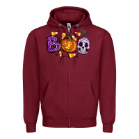 Burgundy Boo halloween Zipper Hoodie - Artiststas