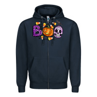 Navy Boo halloween Zipper Hoodie - Artiststas