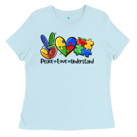 Baby Blue peace love  cure Ladies Tee - AdoDesignShop