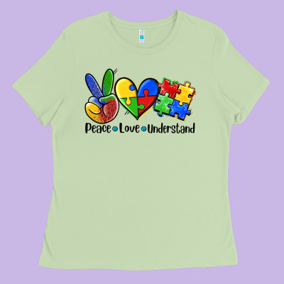 Peace Love  Cure Ladies Tee Designed By Adodesignshop
