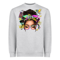 Heather Grey 90s messy bun Heavyweight Sweatshirt - texasbilliewilder