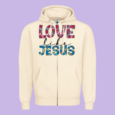 Love Like Jesus Zipper Hoodie Designed By Jahusdesignshop