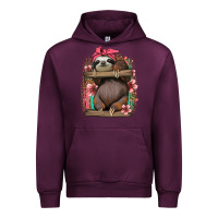 Mauve Wine cute floral baby sloth Urban Hoodie - Jasminsmagicworld