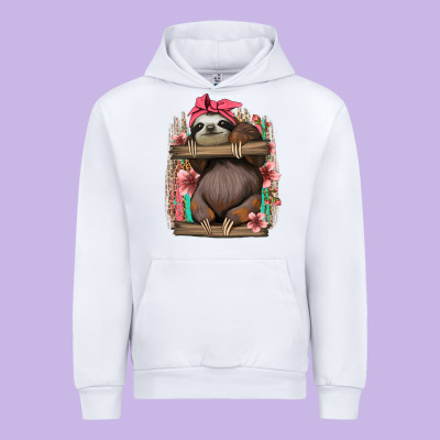 Cute Floral Baby Sloth Urban Hoodie Designed By Jasminsmagicworld