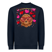 Navy valentine's day toy poodle Heavyweight Sweatshirt - RanaPortraitStore