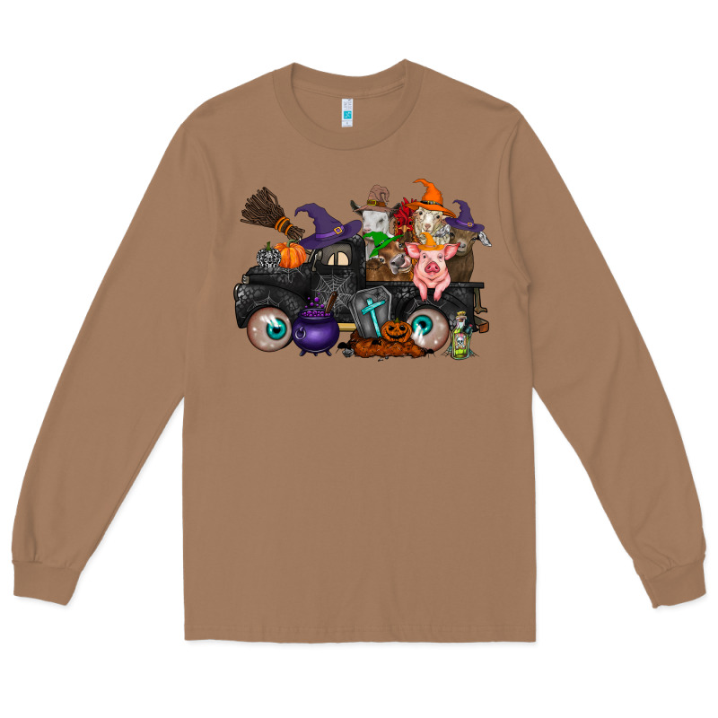 Halloween Farm Animals Truck Long Sleeve Tee by RacoonDesign | Teevron