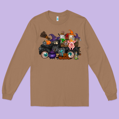 Halloween Farm Animals Truck Long Sleeve Tee Designed By Racoondesign