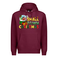 Burgundy Small town Christmas Premium Hoodie - NancyCooperArtShop