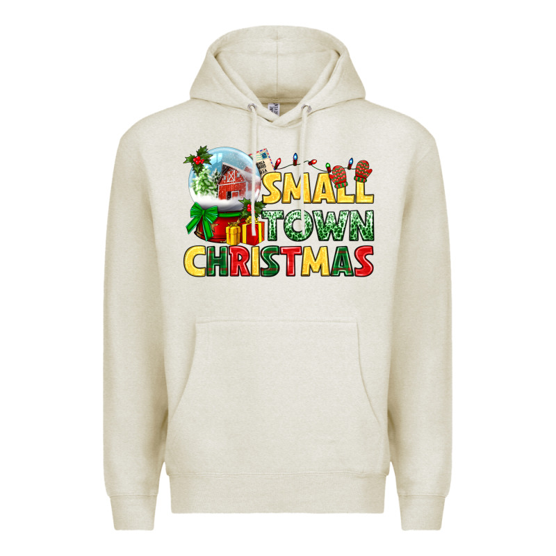 Small Town Christmas Premium Hoodie by NancyCooperArtShop | Teevron
