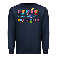 Navy everyone communicates differently Premium Sweatshirt - MaliasSmallBusiness