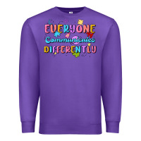 Purple everyone communicates differently Premium Sweatshirt - MaliasSmallBusiness