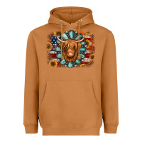 Meerkat american flag sunflowers highland cow turquoise background Heavyweight Hoodie - Jasminsmagicworld