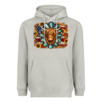 Moon Dust american flag sunflowers highland cow turquoise background Heavyweight Hoodie - Jasminsmagicworld