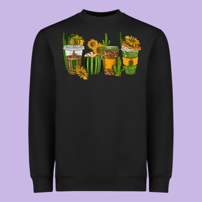 Cactus Coffee Cups Heavyweight Sweatshirt Designed By Texasbilliewilder