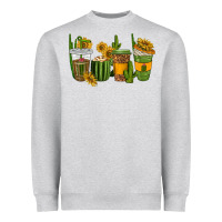 Heather Grey cactus coffee cups Heavyweight Sweatshirt - texasbilliewilder