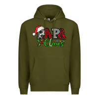 Army Green Papa Claus with christmas lights and mistletoe Premium Hoodie - NancyCooperArtShop