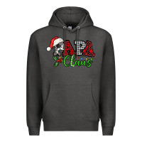 Charcoal Heather Papa Claus with christmas lights and mistletoe Premium Hoodie - NancyCooperArtShop