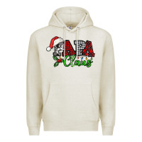 Oatmeal Heather Papa Claus with christmas lights and mistletoe Premium Hoodie - NancyCooperArtShop