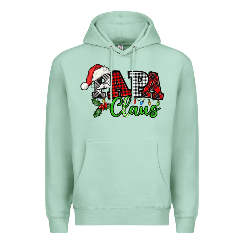 Papa Claus With Christmas Lights And Mistletoe Premium Hoodie by NancyCooperArtShop | Teevron