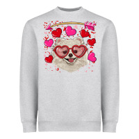 Heather Grey Valentine's day white pomeranian Heavyweight Sweatshirt - RanaPortraitStore