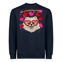 Navy Valentine's day white pomeranian Heavyweight Sweatshirt - RanaPortraitStore