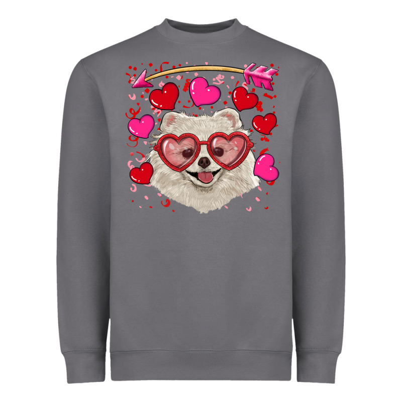 Valentine's Day White Pomeranian Heavyweight Sweatshirt by RanaPortraitStore | Teevron