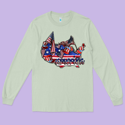 America Long Sleeve Tee Designed By Cowhidedigitalart