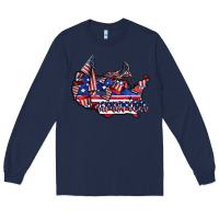 Navy america Long Sleeve Tee - CowhideDigitalArt