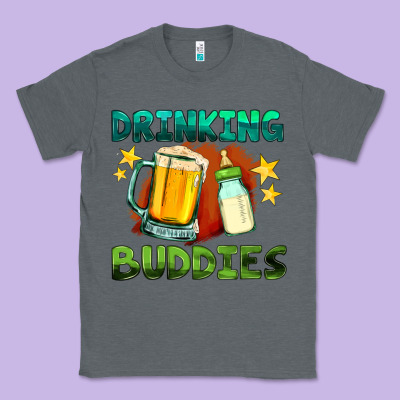 Drinking Buddies With Baby Bottle And Beer Classic Tee Designed By Hra Design Shop