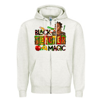 Oatmeal Heather black teacher  magic Zipper Hoodie - AdoDesignShop