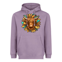 Lavender highland cow turquoise sunflower Heavyweight Hoodie - Jasminsmagicworld