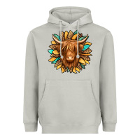 Moon Dust highland cow turquoise sunflower Heavyweight Hoodie - Jasminsmagicworld