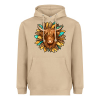 Mushroom highland cow turquoise sunflower Heavyweight Hoodie - Jasminsmagicworld