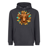 Smoke highland cow turquoise sunflower Heavyweight Hoodie - Jasminsmagicworld